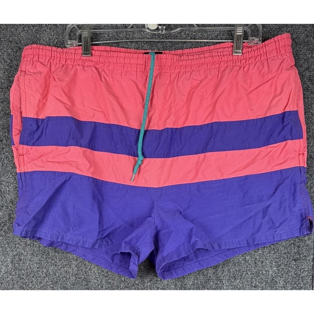 Vintage 80s Woolrich Men's‎ M Mango Lined 3" Inseam Swim Trunks Striped Beach